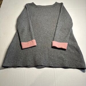 Wool Nanette Lepore Gray Pink Trim Tunic Long Sweater Women's Size Small S